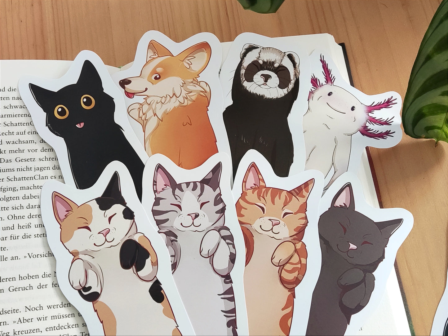 Animal Bookmarks I | Mlem / Long Cat | Axelotl | Corgy | Ferret