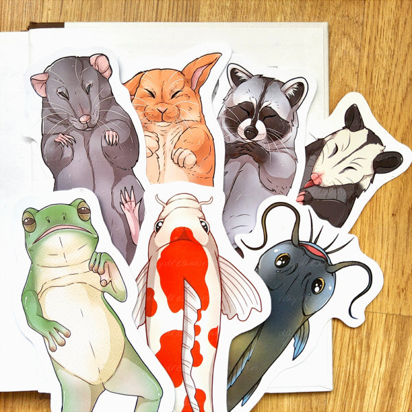 Animal Bookmarks III | Rat | Bunny | Raccoon | Opossum | Frog | Koi | Catfish