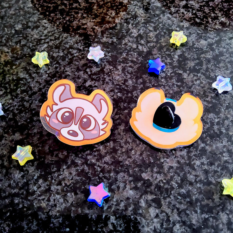 Raccoon Holo-Acryl Pin