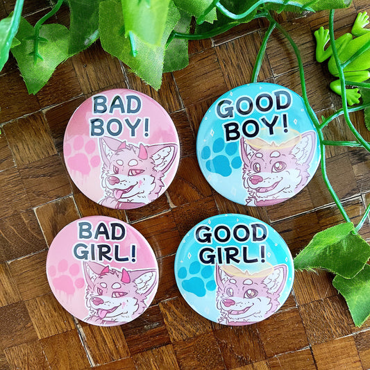 Good & Bad Boy/ Girl/ Fluff Buttons | 6.9 cm diameter