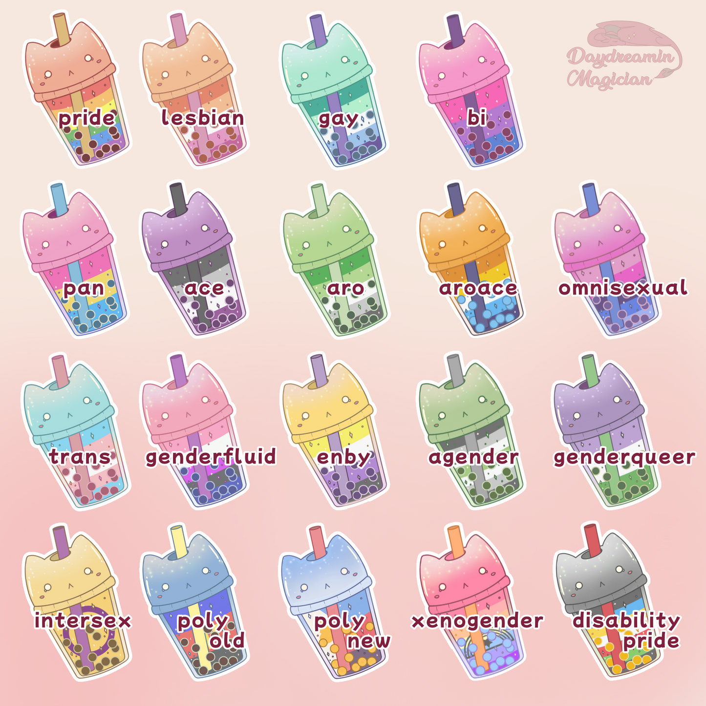 Pride Neko Bubble Tea Sticker | Queer | LGBTQ+